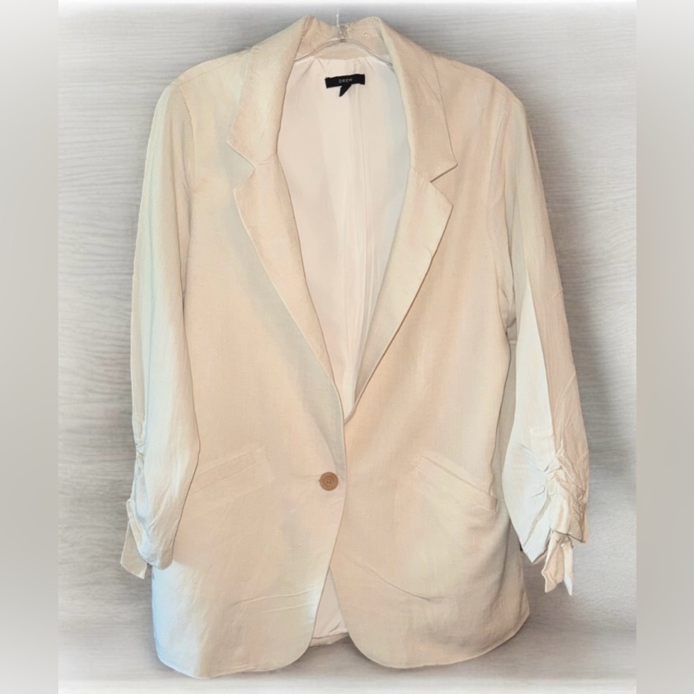 Drew 3/4 Sleeve Shawl Collar Pocket Front Linen Blend Cream/Oat
Blazer
L